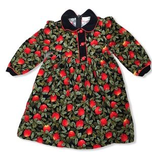 Vtg Rare Edition Girls Dress Apples Christmas SZ 5